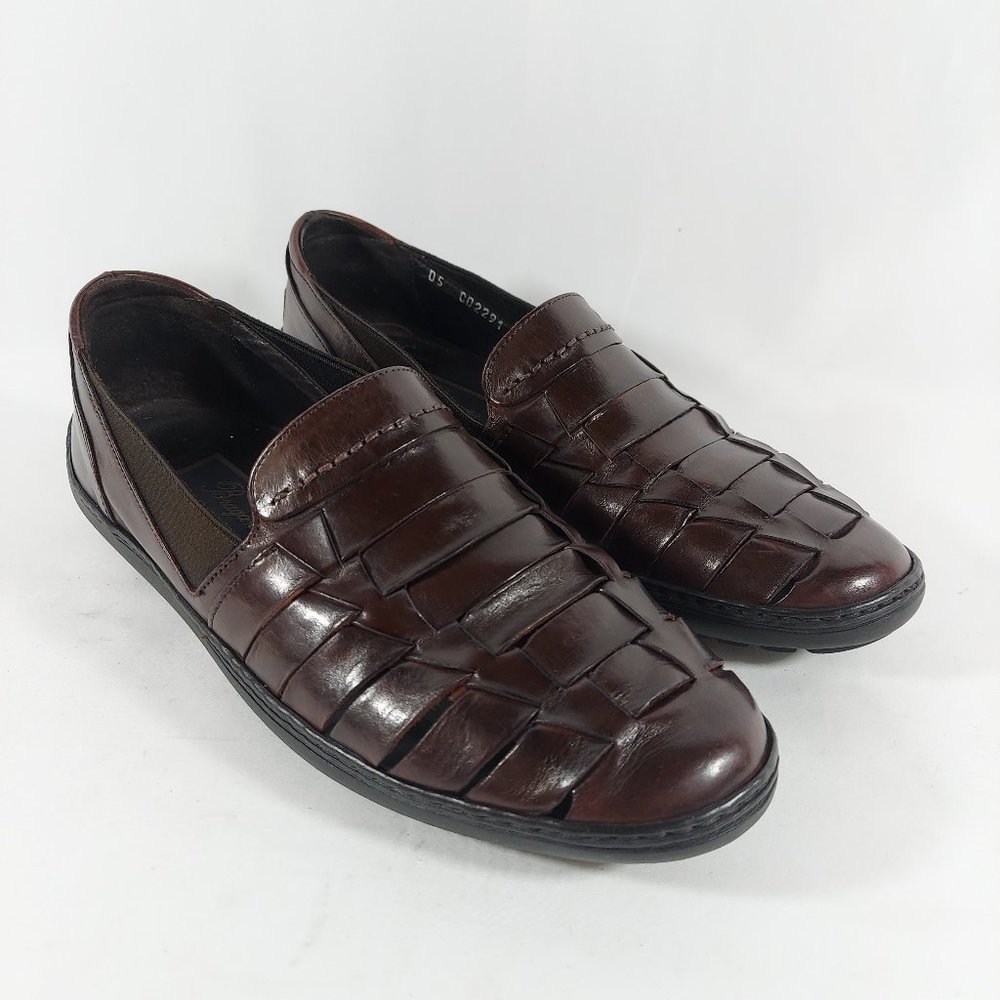 Bragano Woven Leather Fisherman Slip-Ons Mens 7M